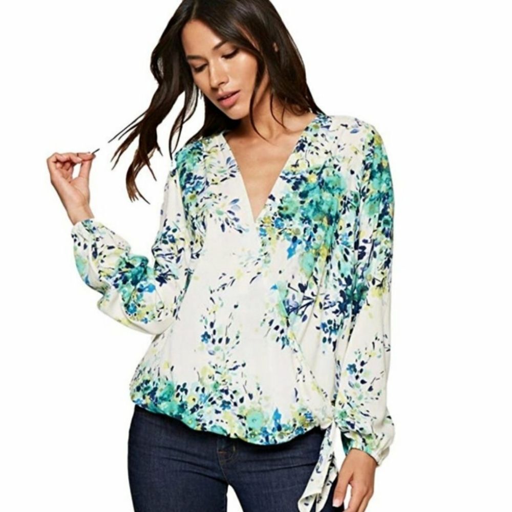 Lovestitch Floral Wrap Front Top Sz S